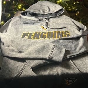 NHL Mens Penguins Hoodie Color Gray Size Small